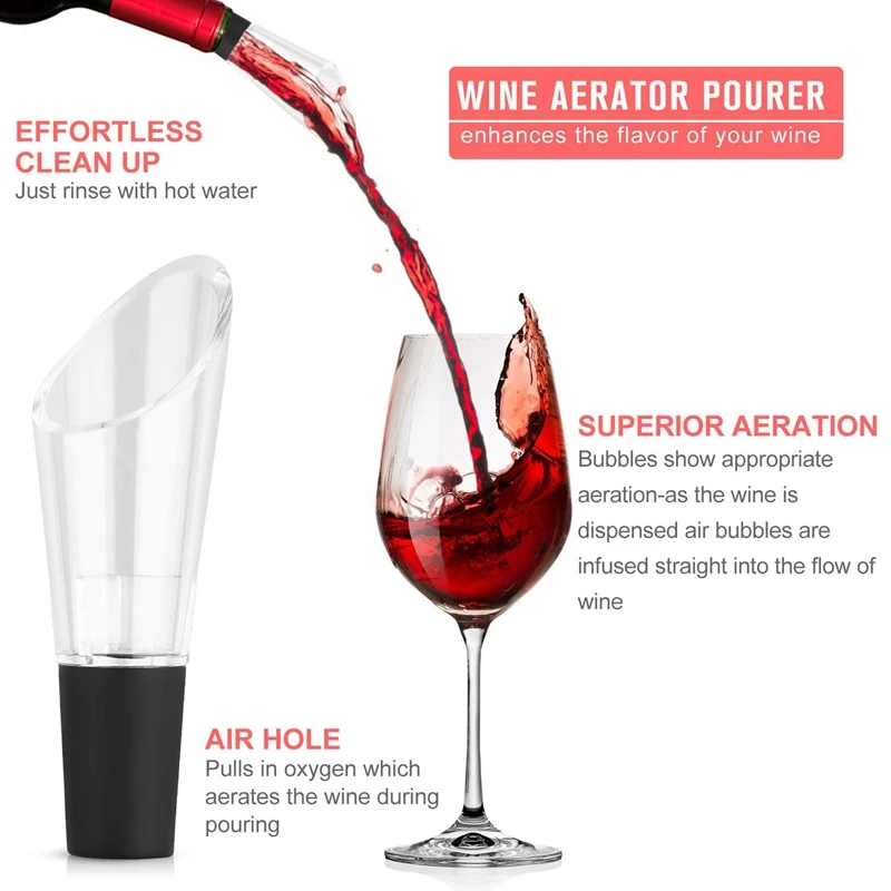 

Wine Opener Set -5 In 1 Premium Wine Bottle Opener Kit - Manual Wine Opener Corkscrew Set - With Foil Cutter And Replacement Cor