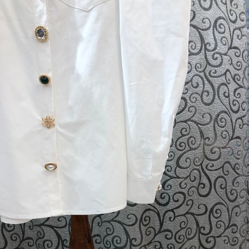 

TWOTWINSTYLE Black Casual Blouse For Women Lapel Long Sleeve Patchwork Button Spring Shirt Female New Clothing 2021 Fashionable