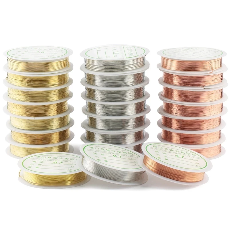 Цветная Серебряная медная проволока для браслета ожерелья аксессуары 0 25/0 3/0 4/0 5/0