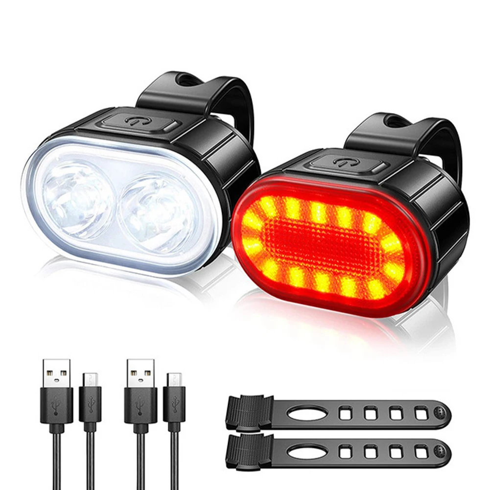 

Practical Bike Bicycle Front Rear Light Set Cycling USB Charge Headlight Light MTB Waterproof Taillight LED Lantern Bike Parts