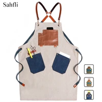 denim overalls adult sleeveless apron korean style multicolor mix and match cross double shoulders sling design multiple pockets
