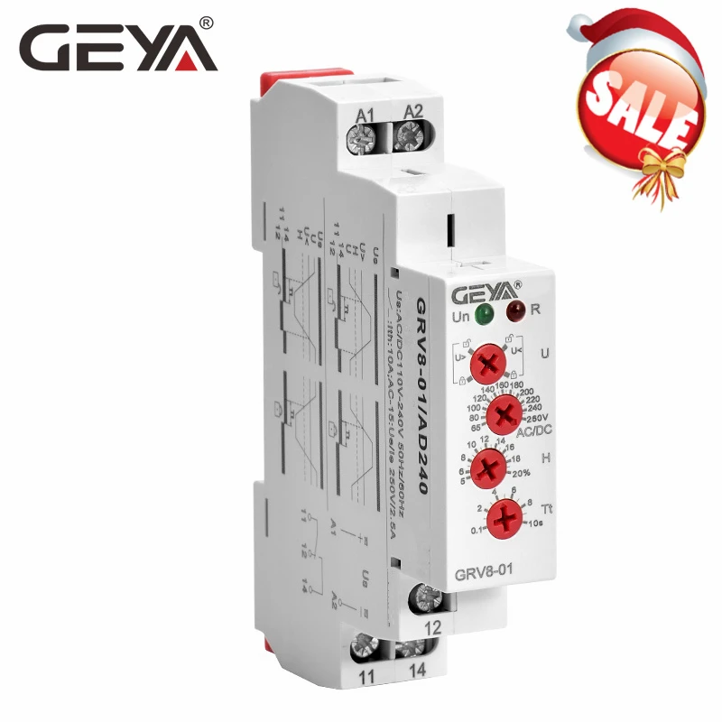 GEYA GRV8-01 реле напряжения Регулируемая Защита от перенапряжения или ниже напряжения монитор реле переменного тока 110 в 240 в DC12V реле