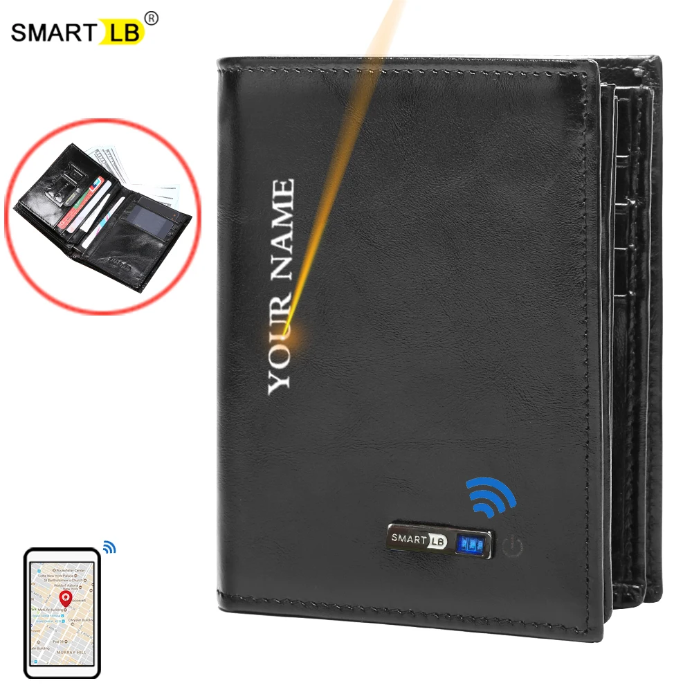 Smart Wallet Bluetooth Men's Genuine Leathe Short Leisure Multi-Function Card Holder Package Luxury Business Mens | Багаж и сумки
