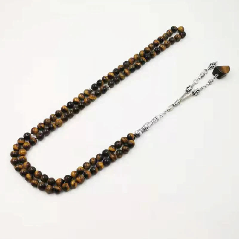 99 бусин натуральный тигровый глаз Камни Tasbih Стиль мусульманские мужские браслеты специальный подарок мусульманские четки 99 tespih натуральный тигровый глаз камень кулон мусульманские украшения браслет