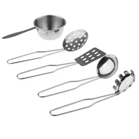 5pcsset stainless steel kitchen metal utensils all purpose kitchen tool set for children kids pretend play toys
