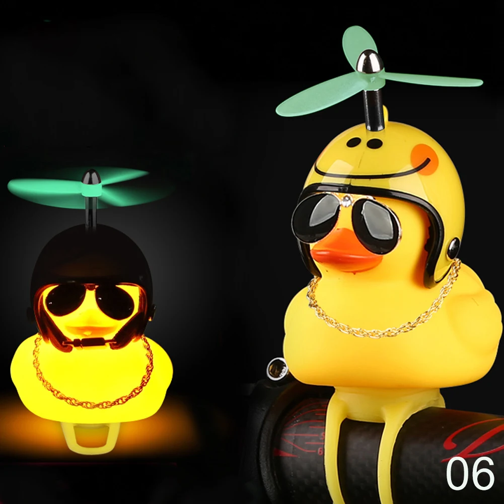 

Luminous Standing Duck with Helmet Broken Wind Small Yellow Duck Road Bike Motor Helmet Riding Cycling/Home Decor Figurines