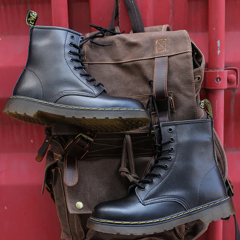 

Men Shoes Leather Rubber Martins Boots мужская обувь Lace Up Low Heels Botas Hombre Casual Ankle Flats зимние ботинки мужские