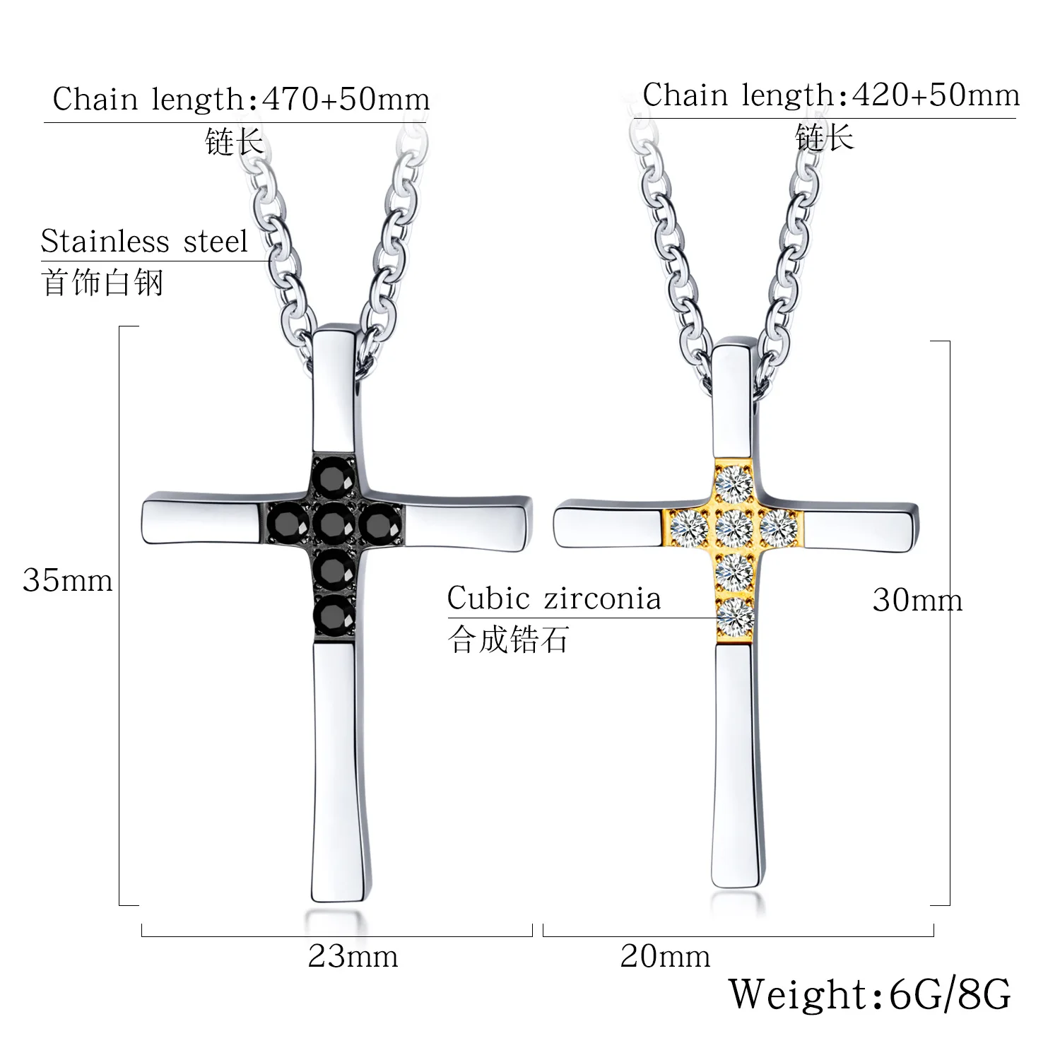 Hemiston простые Нержавеющая сталь циркон крест кулон для влюбленных Титан сталь