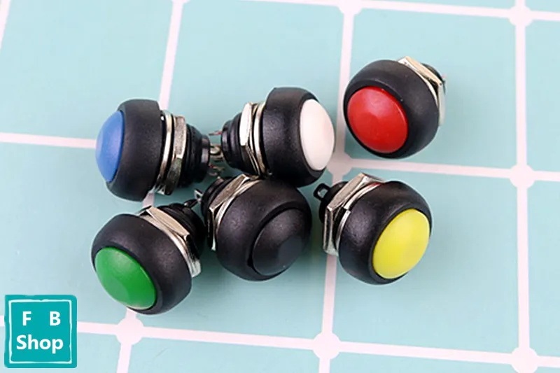 

6 шт., водонепроницаемый 2Pin мини-переключатель 12 мм 12 в 1 а с момента сброса без блокировки