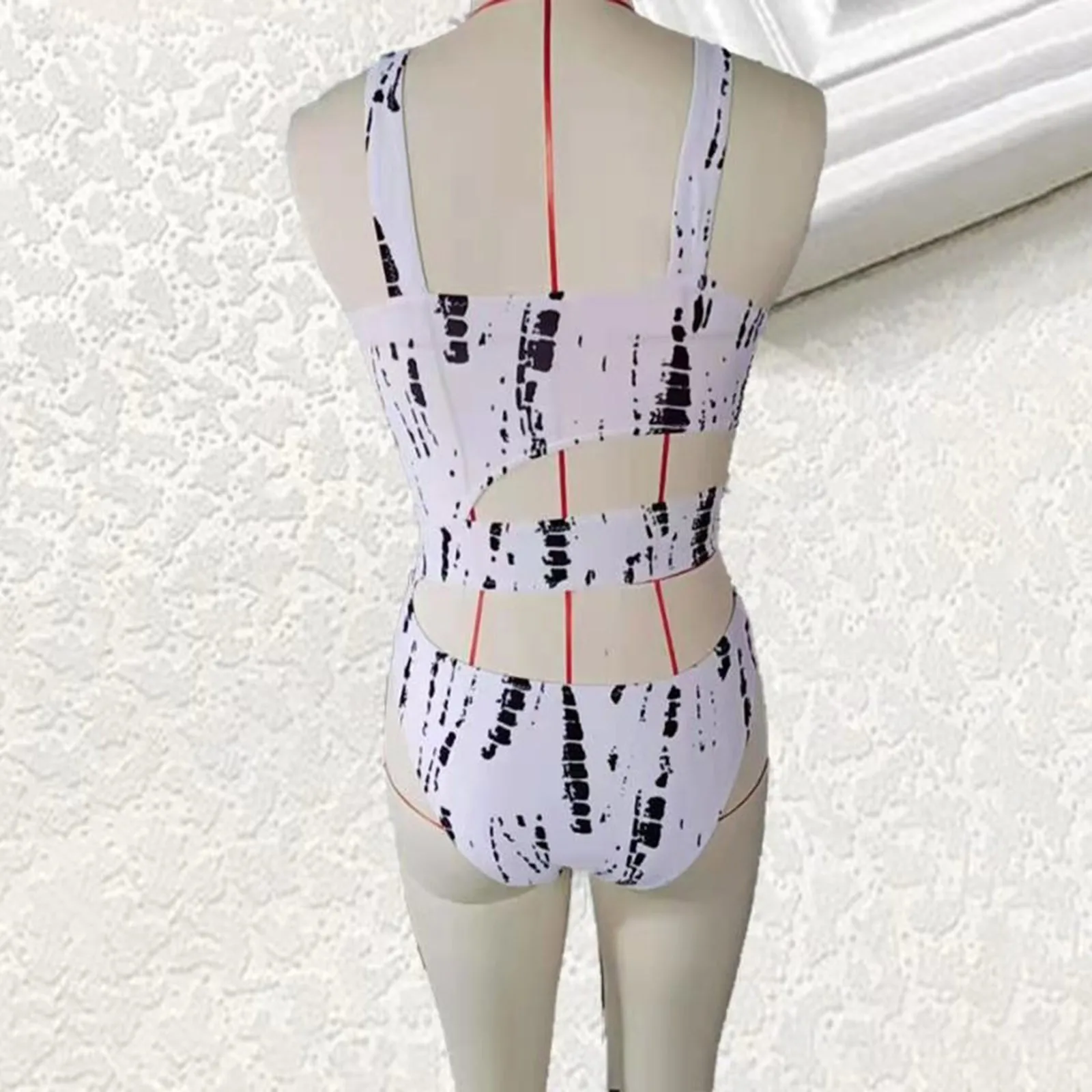 

Bikini 2021 Women Cutout Print One-Piece Swimsuit Bikini Sets Push-Up Swimwear Bathing Suit Push-Up Padded Bra Beachwear#G