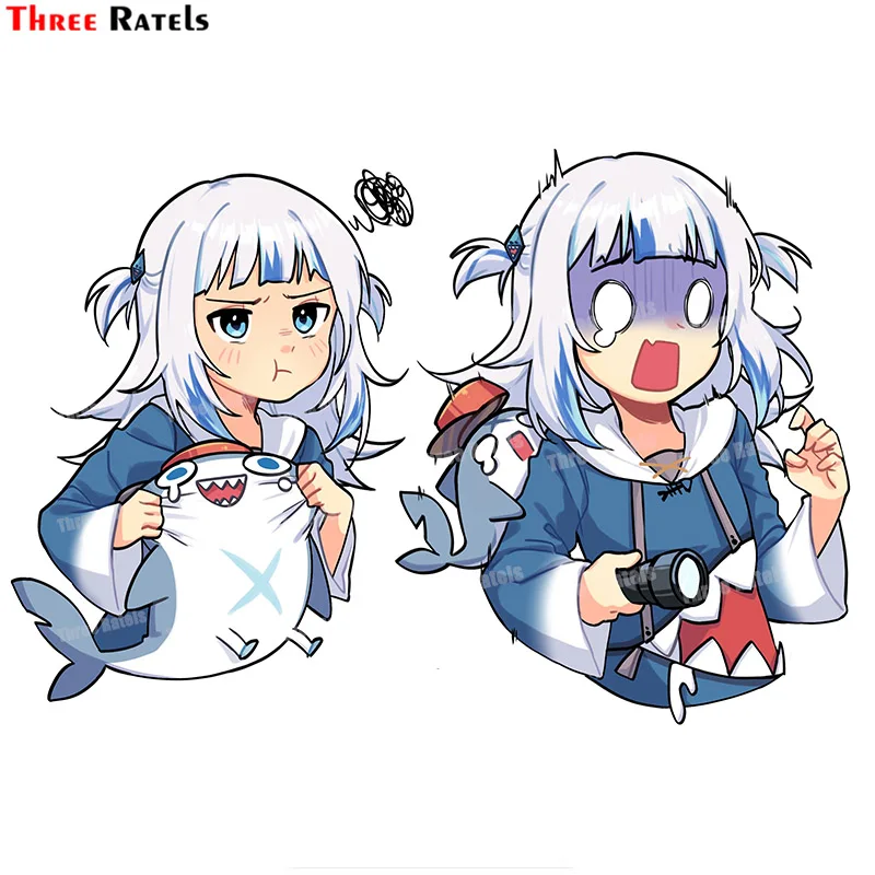 

Three Ratels A289 Gawr Gura And Bloop Hololive Автомобильная мультяшная Наклейка Виниловая наклейка для холодильника багажа мотоцикла автомобильные аксессуар...