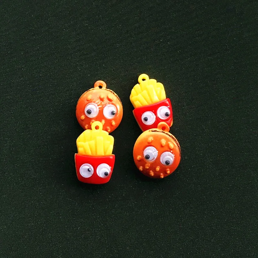 10 шт смолы Flatback еда гамбургер и картофель фри для Подвеска ключей на шею DIY