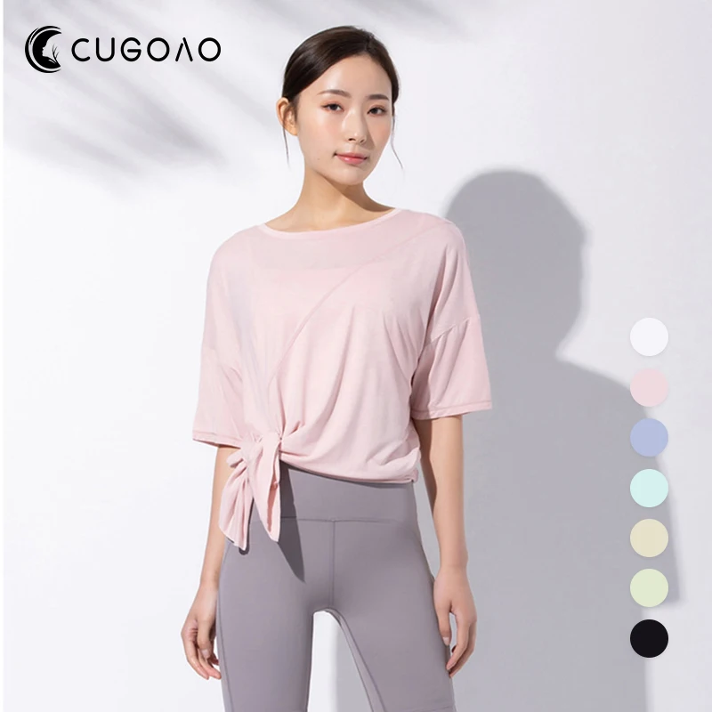 

CUGOAO Women Casual Sport T-shirt Loose Gym Top Sportswear Breathable Workout Short Sleeve Fitness Yoga T Shirt Top