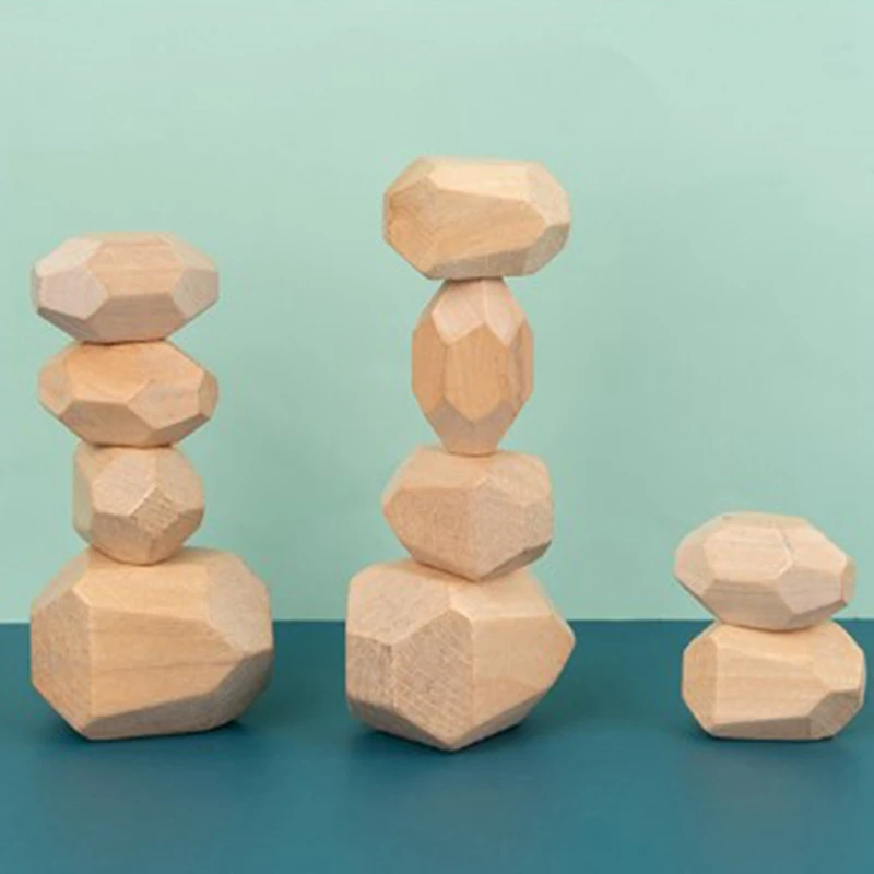 

Stone Building Blocks Educational Toys Wood Balancing Stacked Stones Creative Nordic Style Stacking Game