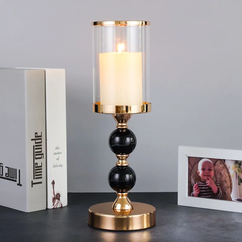 

New Metal Crystal Candlesticks Candle Holder For Coffee Dining Table Wedding Christmas Halloween Party Home Decoration CH416