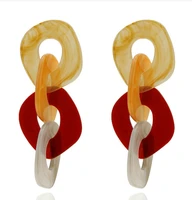 new fashion za acrylic drop earrings for women vintage geometric big resin chain long dangle earrings statement earrings jewelry
