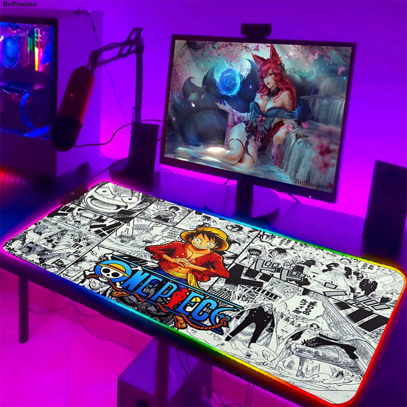 

RGB Mouse Pad Gamer One Piece Computer Mat Xxl Gaming Extended Big Backlight Carpets Mause Game Keyboard Gamers Accessories Pc