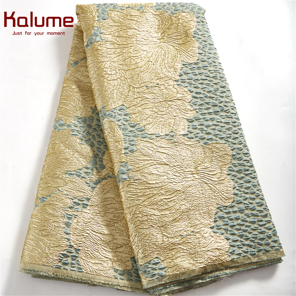 

Kalume Lastest Gold Brocade Gilding Lace Fabric Tissue 5 Yards African Nigerian Jacquard Lace Fabric For Diy Dress Sewing F2504