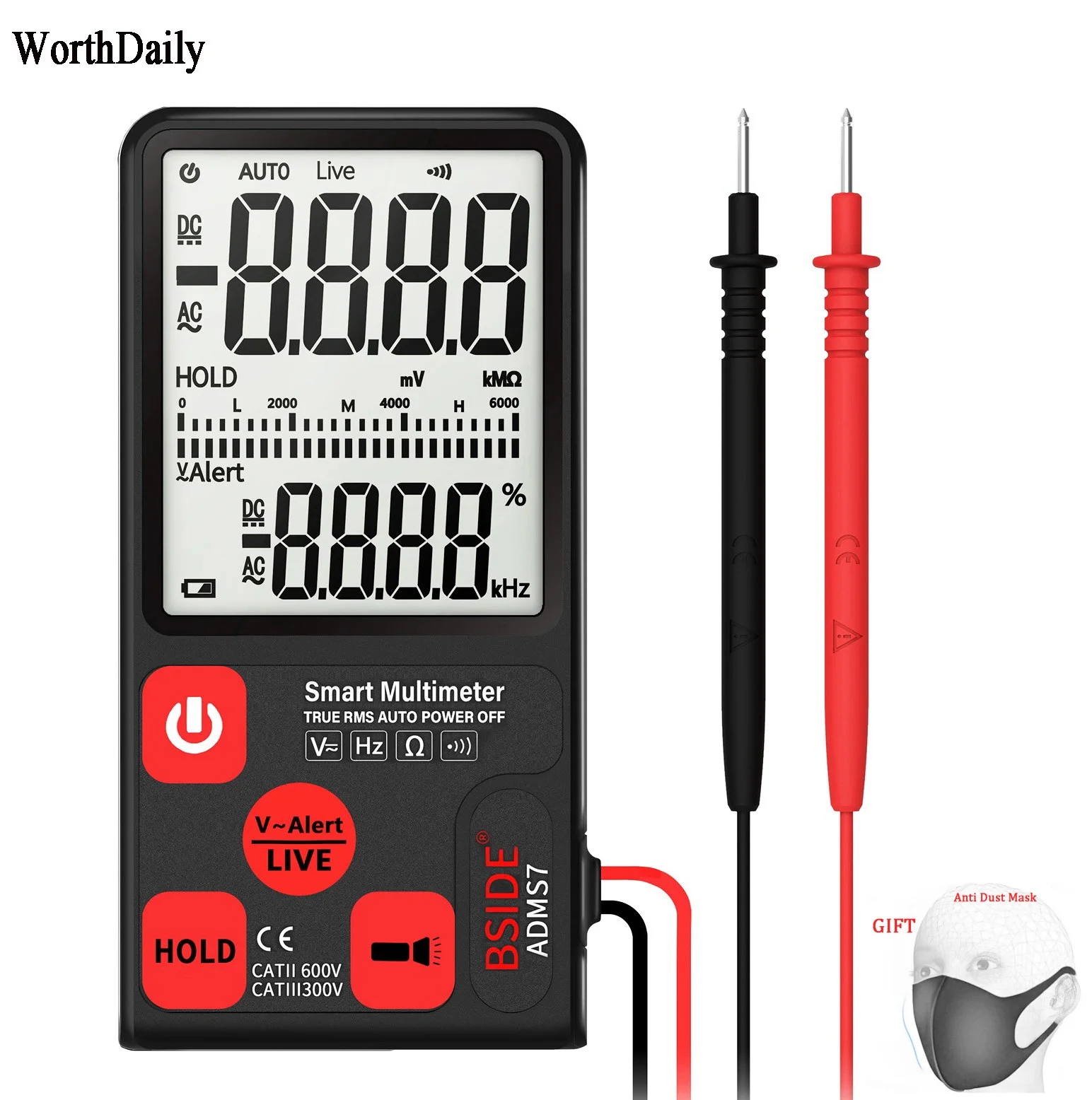 

Сверхпортативный Цифровой мультиметр BSIDE ADMS7 ADMS7 3,5 "RMS 3-линейный дисплей Вольтметр AC DC напряжение NCV Сопротивление ом Гц Тестер