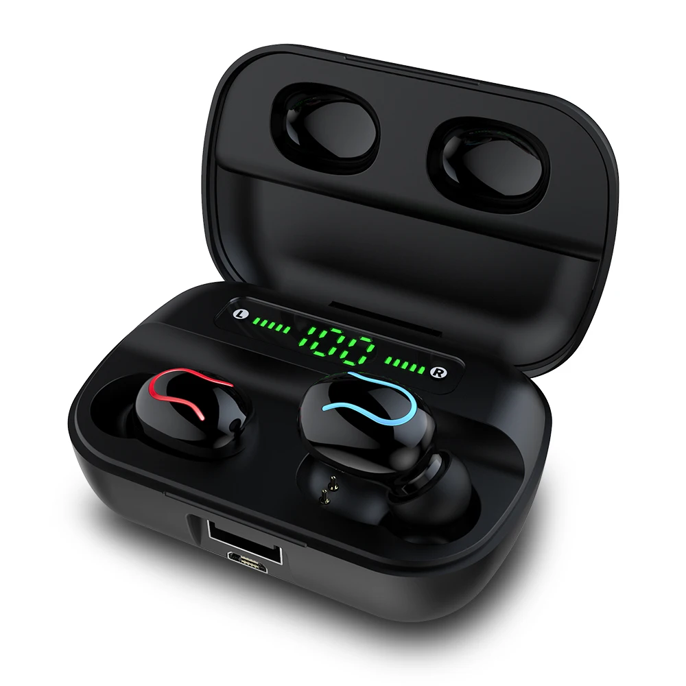 Новинка HBQ Q32 TWS Bluetooth наушники 9D HIFI светодиодный цифровой наушники Handsfree наушники спортивные наушники power Bank - Цвет: Черный