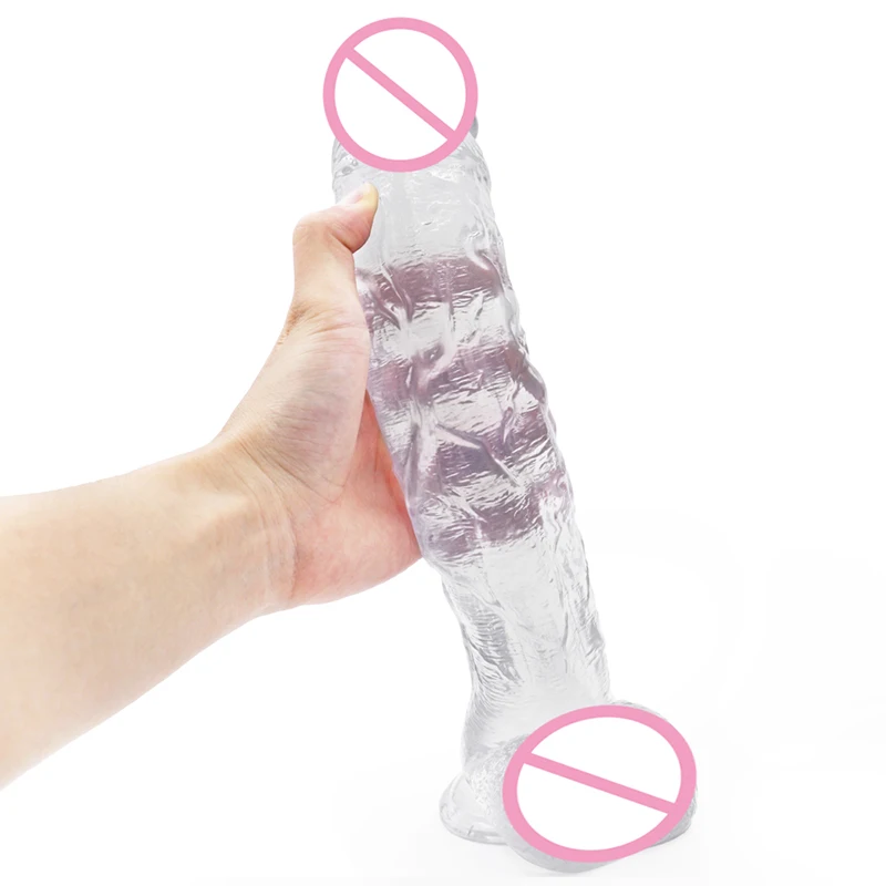 Хрустальный огромный и длинный фаллоимитатор на присоске реалистичный большой