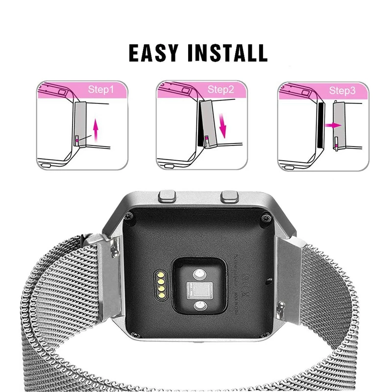 Ремешок для часов Fitbit Blaze Metal Character and Picture Frame Milan Nice ремешок Nizza netic Sucker серебристая