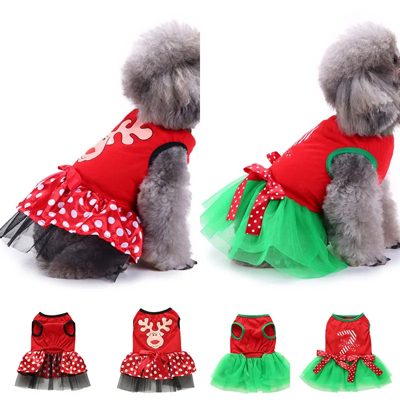 

Christmas Dog Dress Pullover Dogs Pets Clothing Comfortable Warm Dress For Puppy Durable Dog Clothes Cat Skirt Dog Accessory