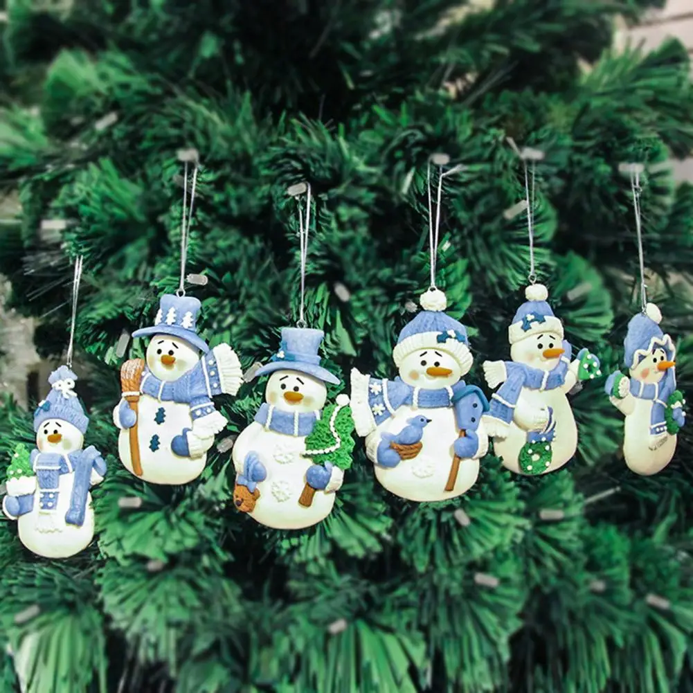 

Portable 6Pcs Excellent Snowman Cartoon Miniature Toy Practical Christmas Ornaments Fine Workmanship for Dorm