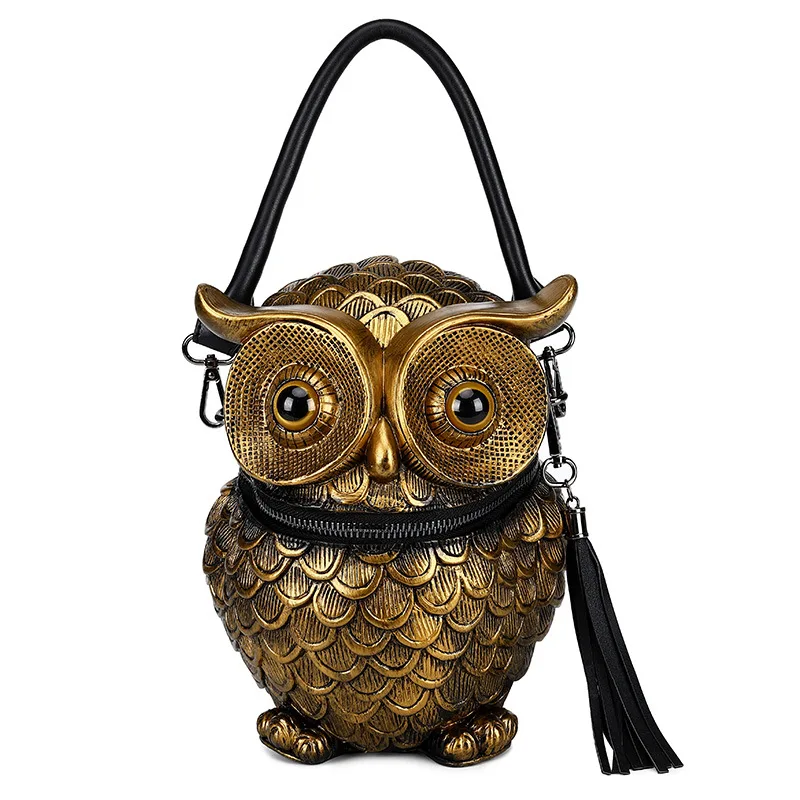 

Embossed Three-dimensional Creative Female Bag Punk Simulation Owl Shoulder Bag Messenger bag Original Animal Tassel Handbag