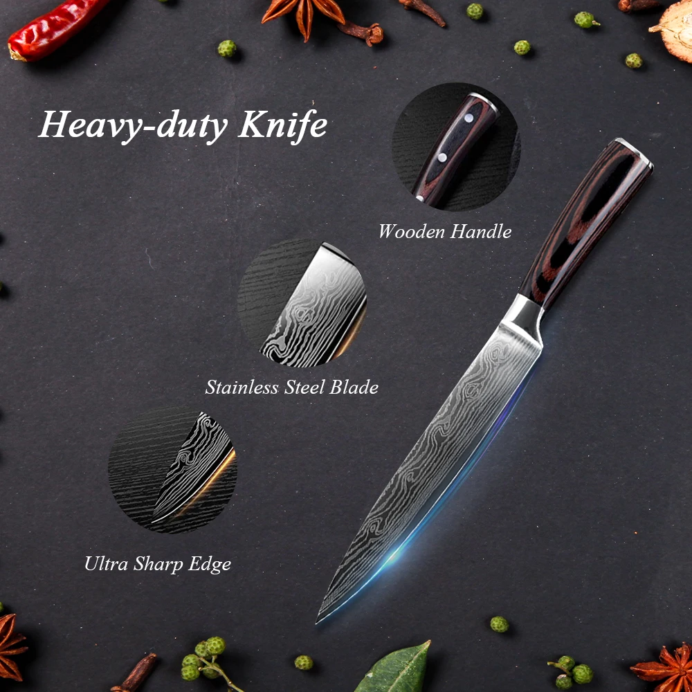 8 шт. профессиональные кухонные ножи из нержавеющей стали нож шеф повара острый