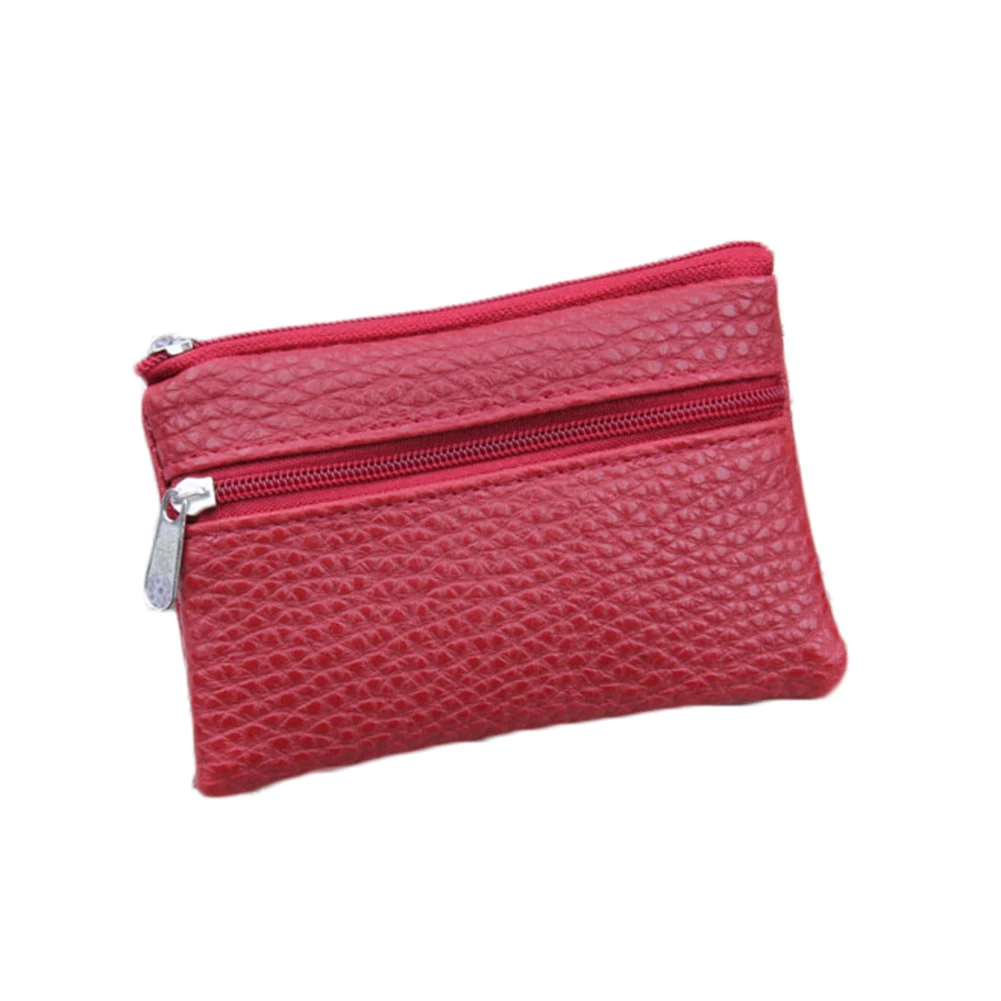

Solid Color Card Bag PU Leather Durable Coin Purse with Zipper Vintage Storage Bag Unisex Small Wallet High Quality Headset Bag