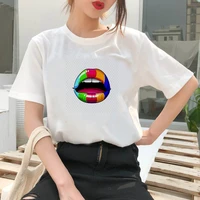 2021 t shirt ms red lip printed t shirt summer harajuku top t shirt viper korea clothing women t shirt female clothes