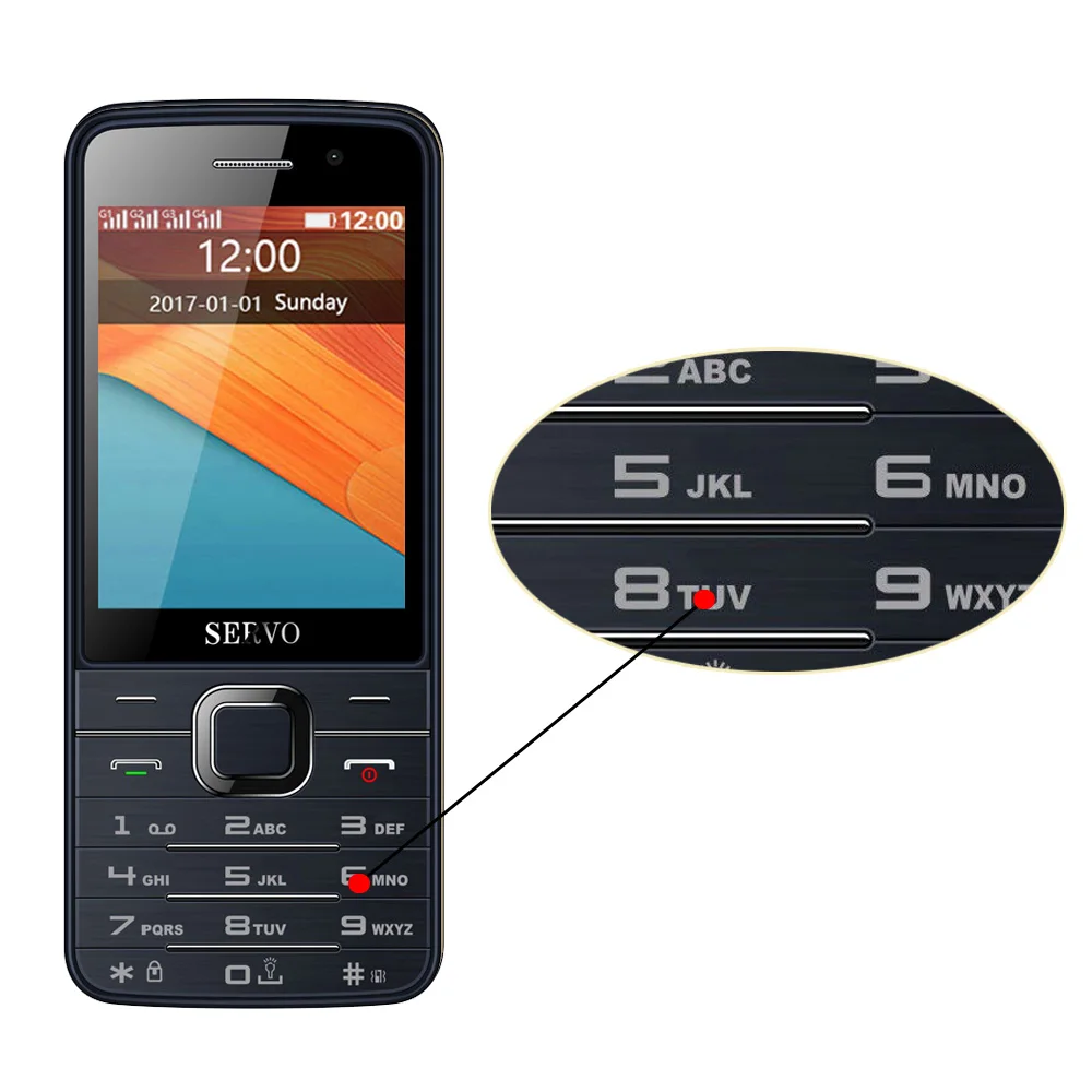 English button Black Original Phone SERVO V9500 2.8 inch 4 SIM cards Quad standby GPRS Bluetooth MP3 FM vibration Russian keyboard 2G Mobile phones - Цвет: English button Black