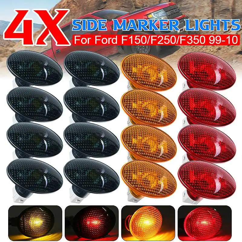 

4pcs 12V LED Car Side Marker Light Lens Lamp for Ford F150 F250 F350 F450 F550 1999-2010