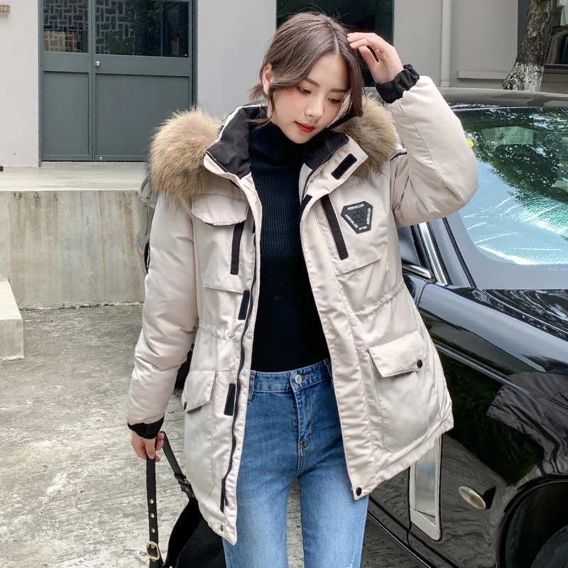 Женская зимняя парка с капюшоном длинная куртка 2020 в стиле сафари меховым