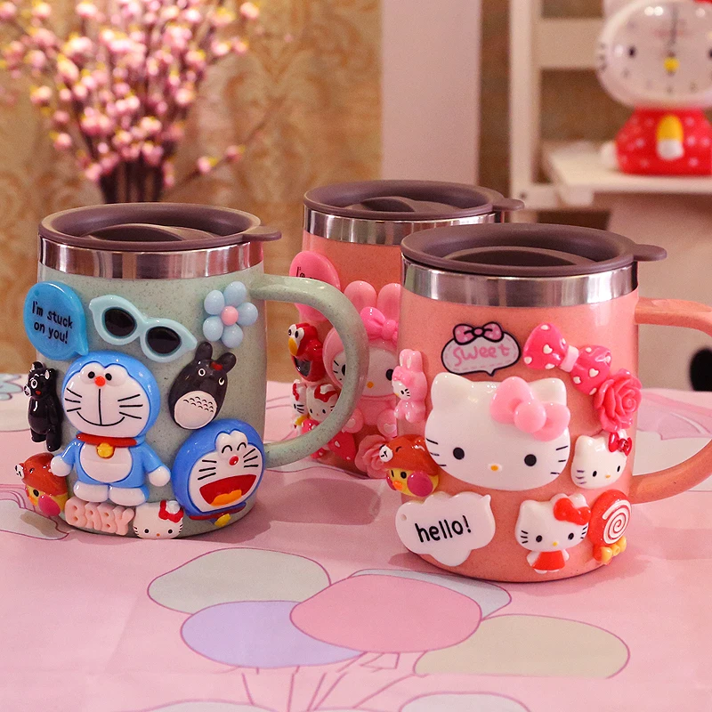 420 мл розовая портативная Пшеничная солома с двойными стенками портативные