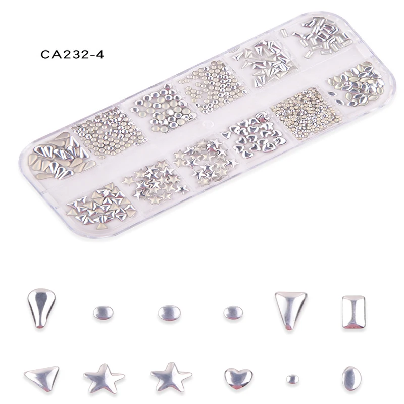 

Stars and moon AB gold and silver color rhinestone metal alloy nail nails 3D nail art decoration tips