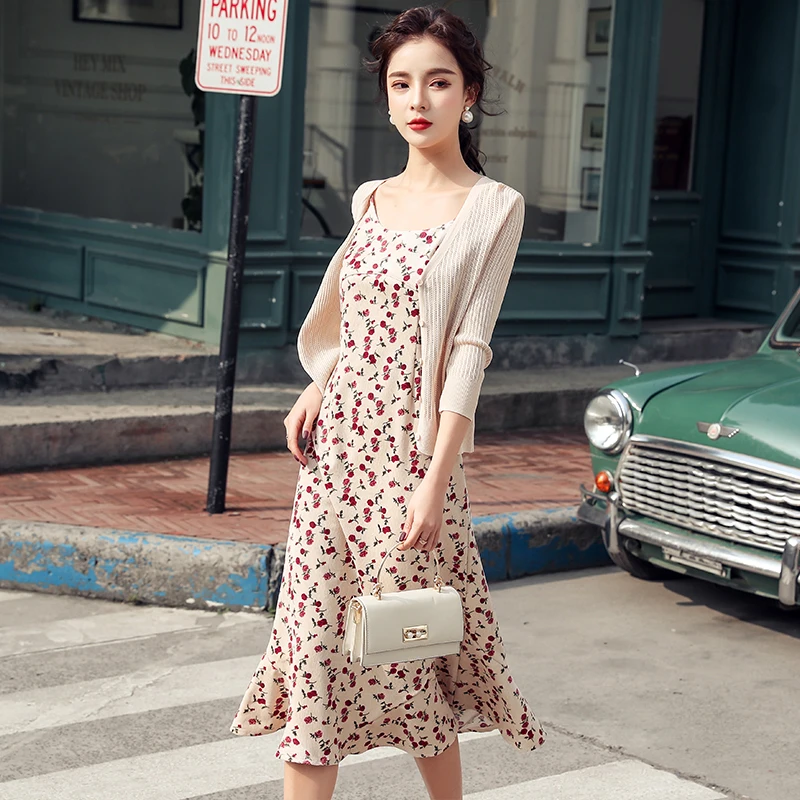 Женское платье на молнии размера плюс летнее с цветочным принтом тонких