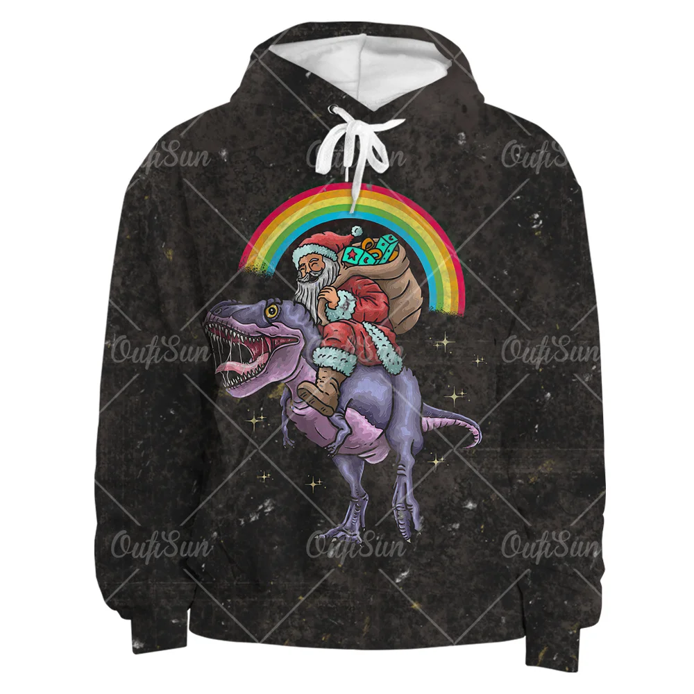 

Christmas Rainbow 3D Print Cartoon Hoodie Men Hip Hop Youthful Trend Clothes Autumn Oversized Hooded Casual Pullover Jacket 4XL
