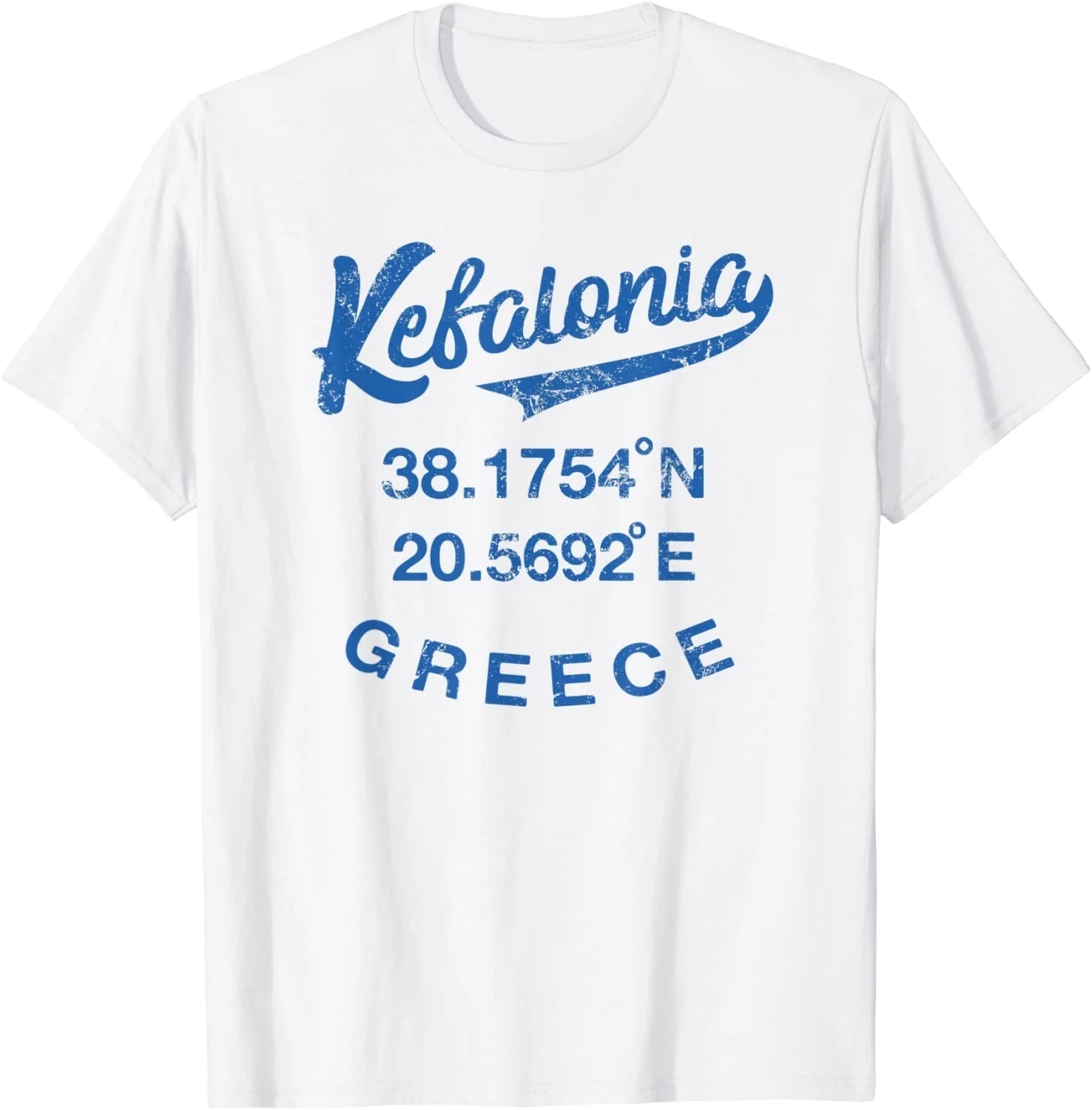 

Греческая греческая футболка Kefalonia с координатами