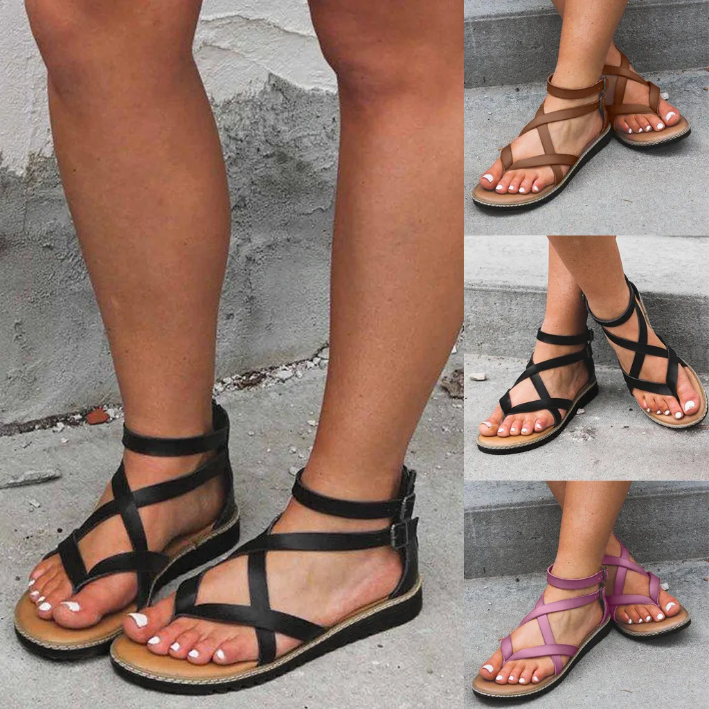 

Female Flat Roman Style Buckles sandals shoes women Peep Toe Pumps Shoes ladies Flip-flops Casual Shoes zapatos de mujer