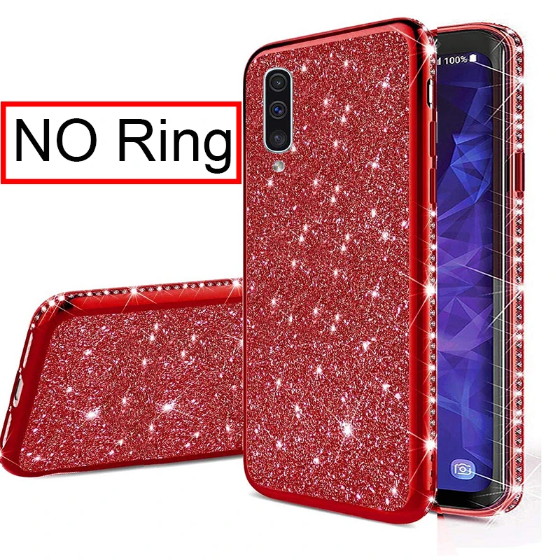Red Мягкий чехол со стразами и бриллиантами для samsung Galaxy A10 A20 A30 A40 A50 A70 S8 S9 S10 5G Plus S10e Note 10 блестящее кольцо - Цвет: Red