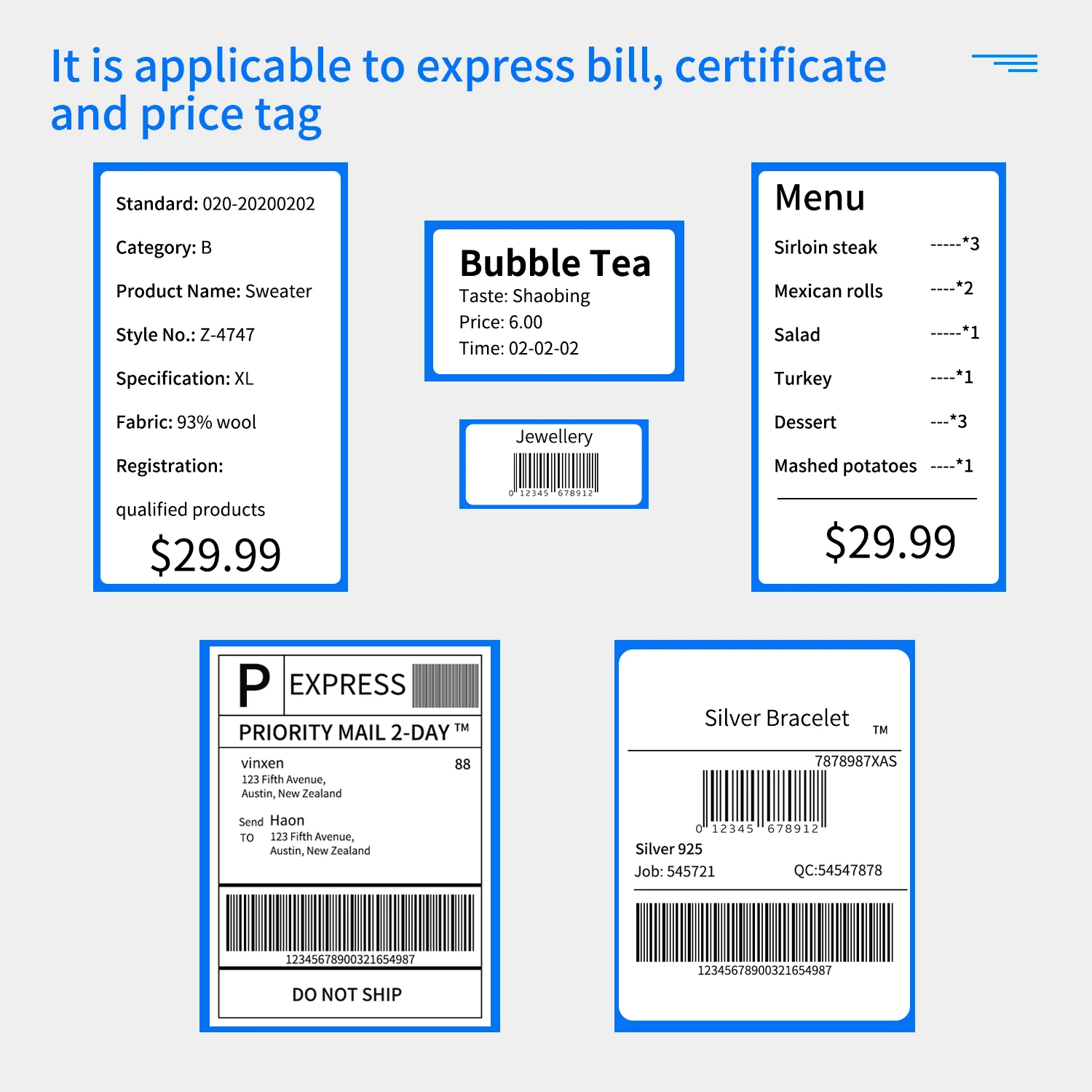 GOOJPRT Настольный 80 мм Термопринтер для этикеток проводной принтер штрих-кодов USB BT
