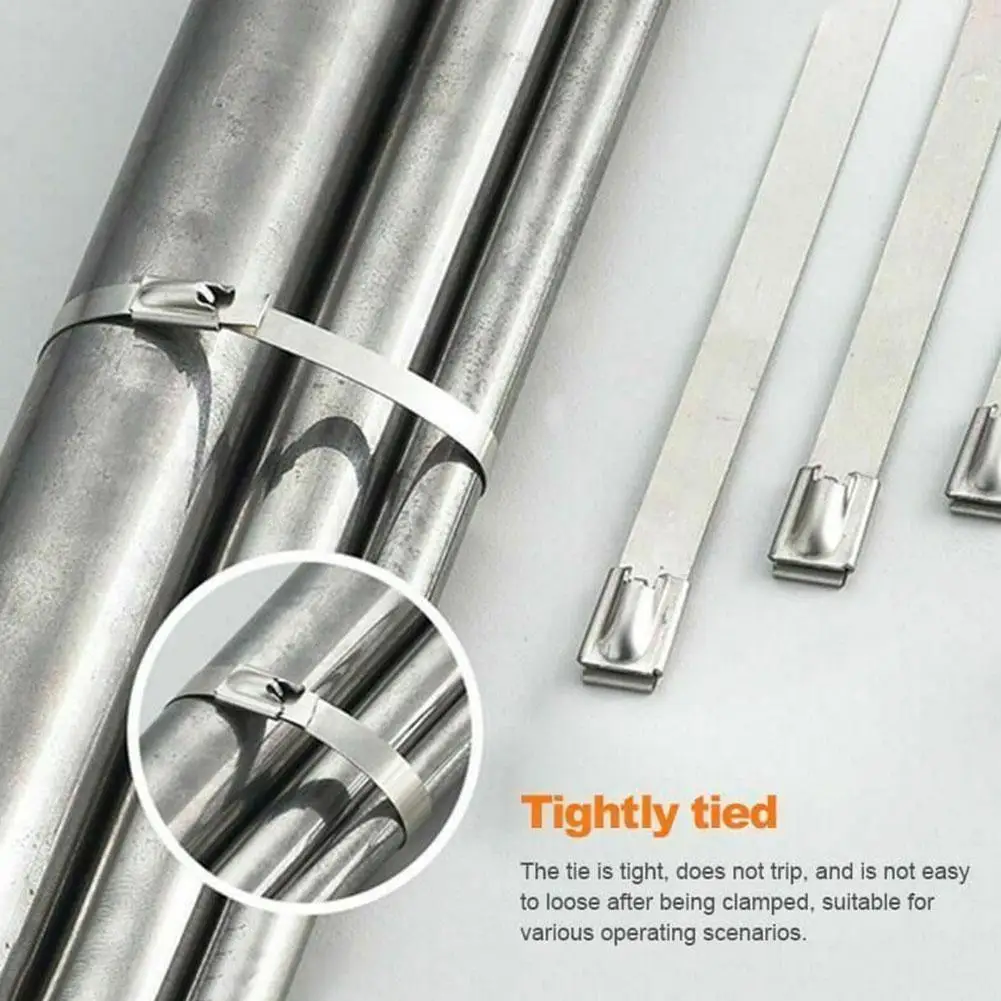 

Steel Cable Tie 100Pcs 4.6MM x 100MM Corrosion Thickened Ties Resistance Wrap Buckle Set N4W5