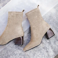22 26 5cm length big size women boots hot sale casual fashion square head thick with elastic spring and autumn essentials