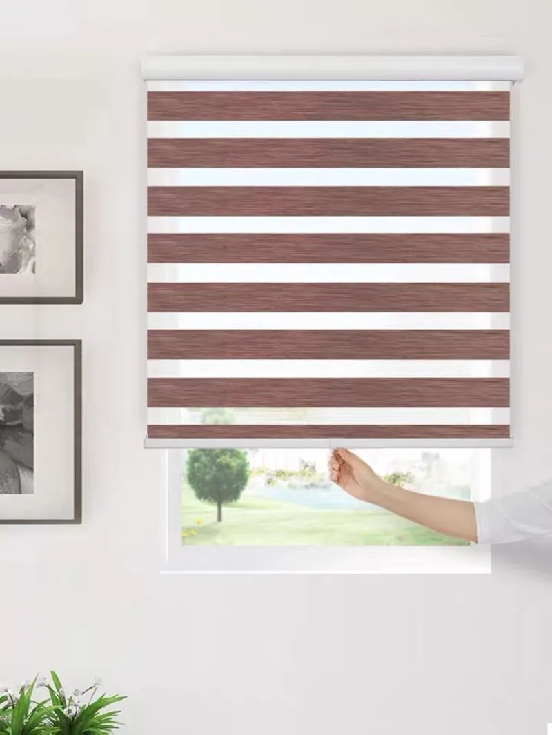 Шторы с пружинной системой беспроводные свободная остановка Зебра