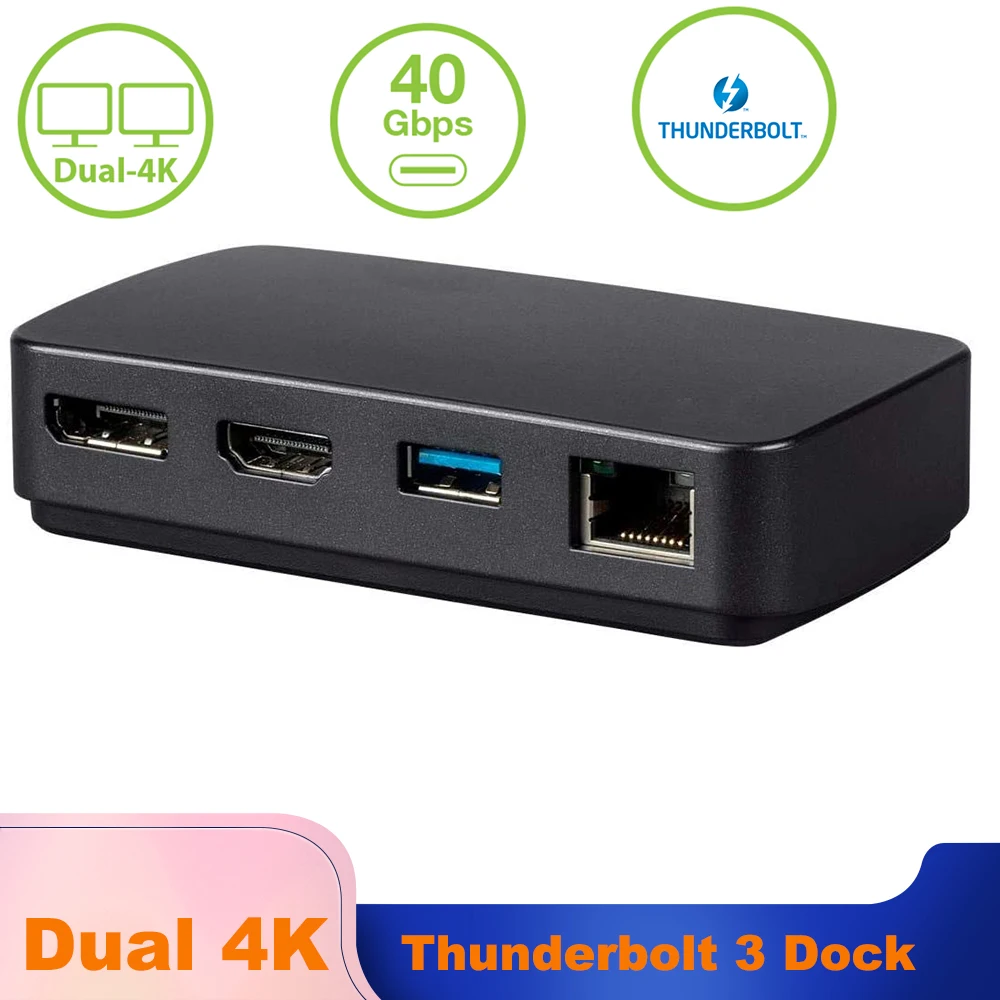 

Genuine Thunderbolt 3 Travel Dock 4-in-1 Thunderbolt 3 Dual 4K@60Hz docking Thunderbolt 3 to HDMI 2.0+Displayport 1.2+RJ45+USB