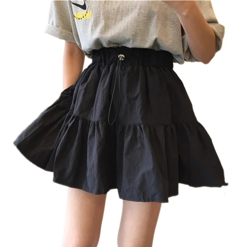 

IEQJ 2021 New Spring Summer Black Shirring Fashion Korea Girl's A-line Skirt Sweet Styles Pleasted High Waist Clothing WP20601XL