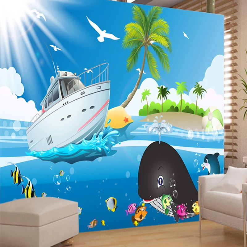 Изготовленный на заказ обои 3d росписи мультфильм Круизное Судно море морского