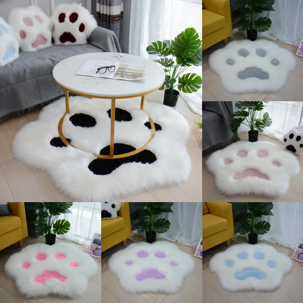 

Cute Cat Claw Plush Rug Carpet Children Room Bedroom Living Room Sofa Side Carpet Decoration Plush Mat Cartoon Coffee Table Mat